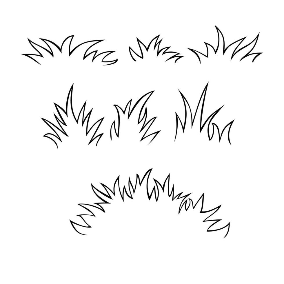 A set of grass silhouettes on a white background vector