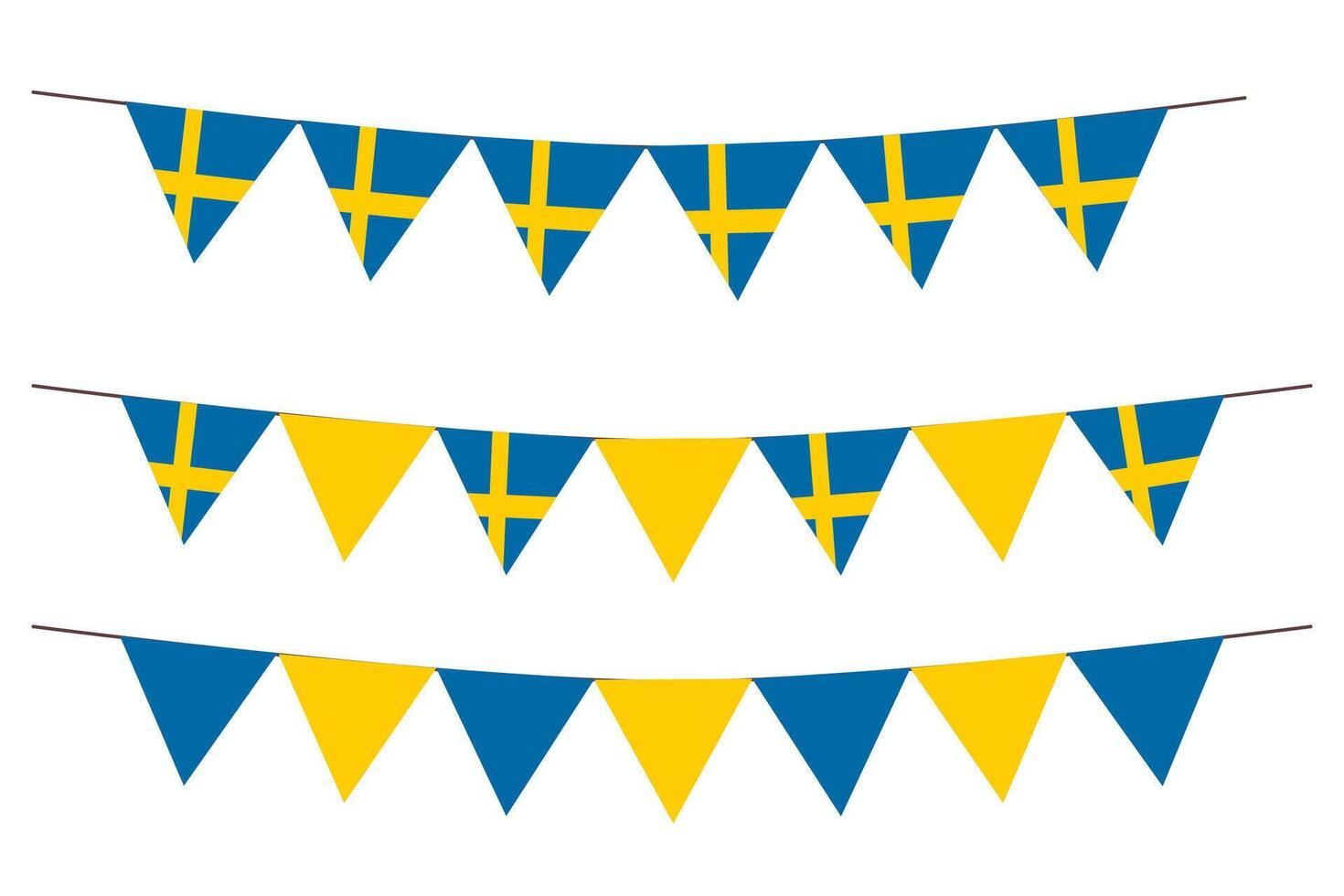 Swedish flags bunting set elements isolated on white background vector