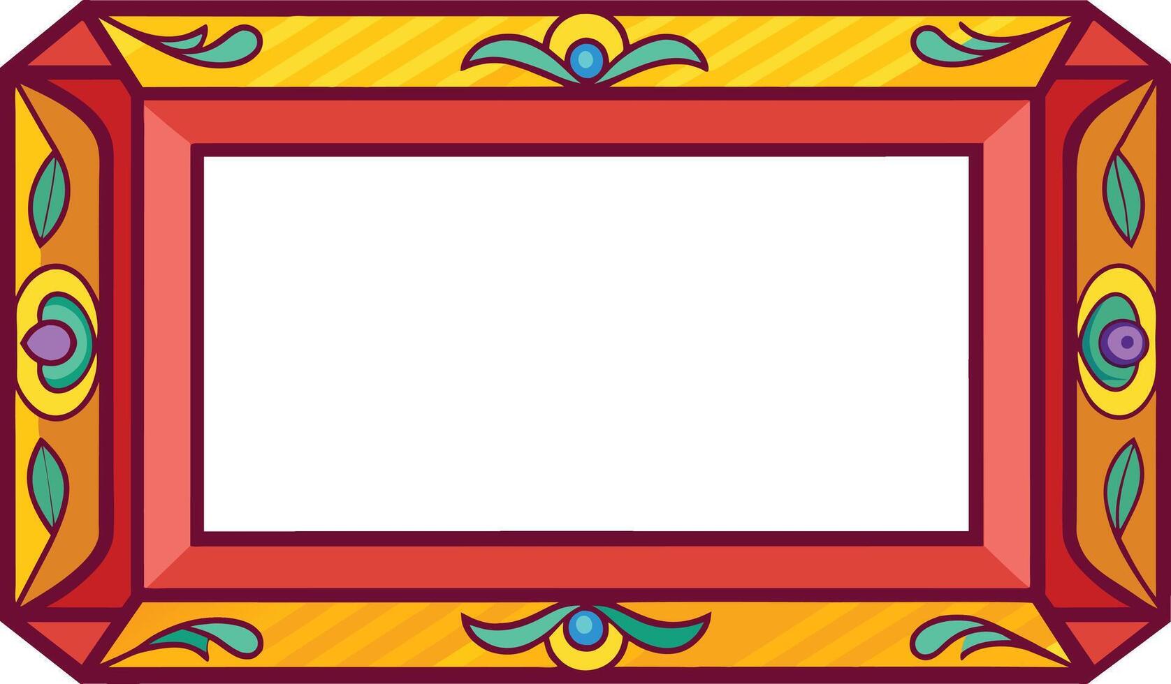 an ornate rectangle frame with a colorful border vector