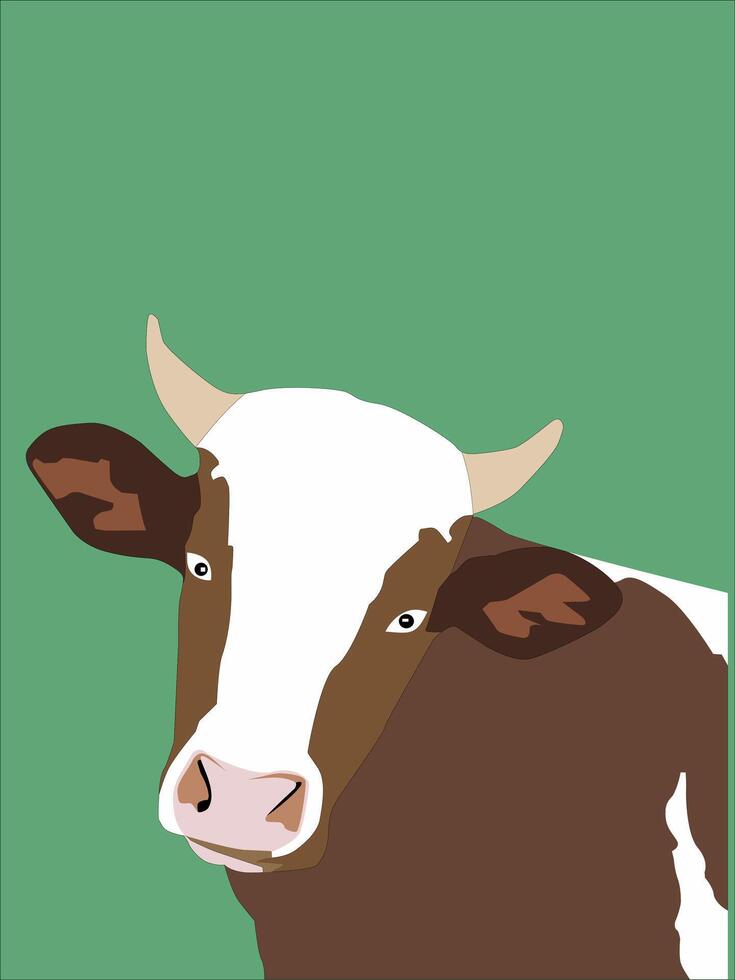 ilustración de un marrón vaca con medio un cuerpo vector