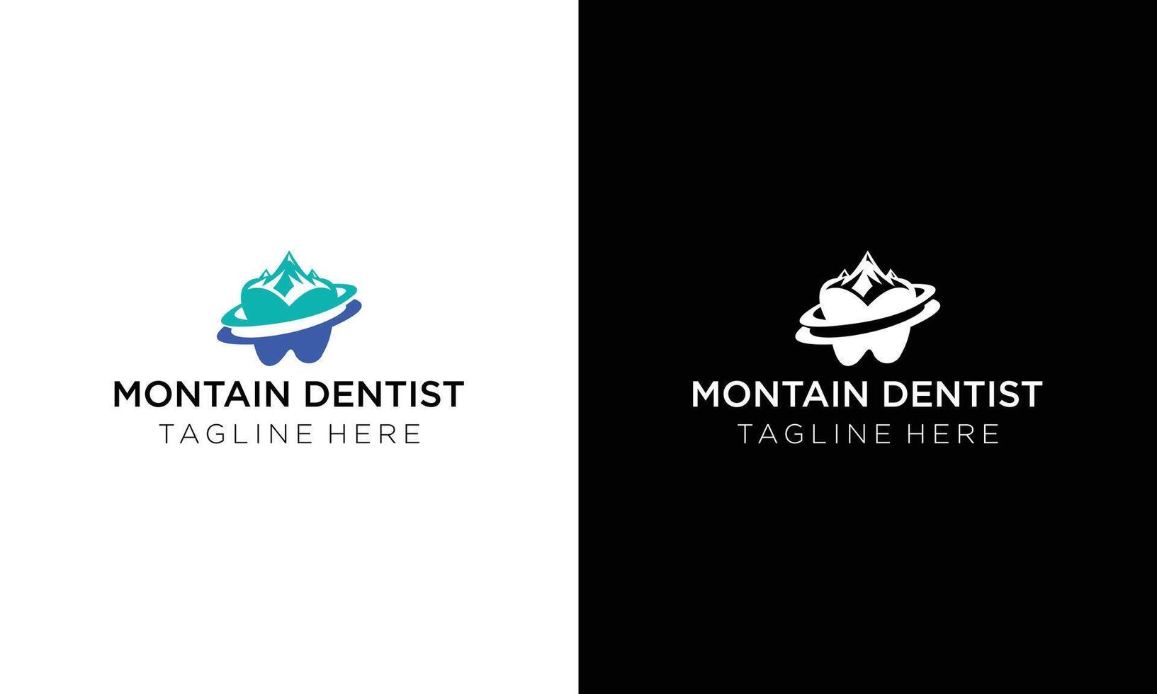 logo diseño dentista en el montañas o dientes con un montaña vector