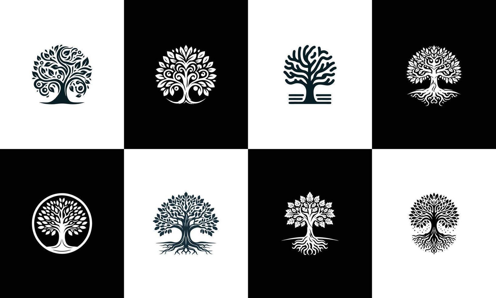 set of best tree logo collections, perfect for company logo or branding. vector