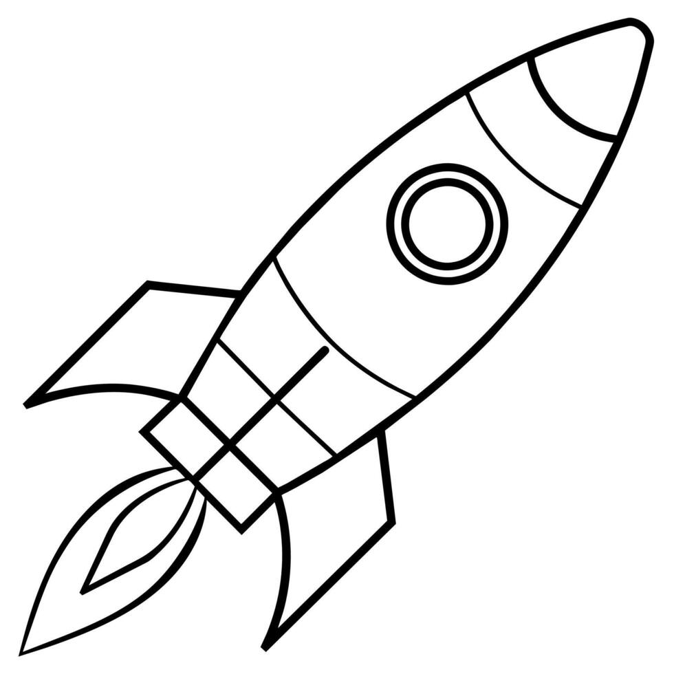 Rocket outline coloring book page line art illustration digital drawing vector