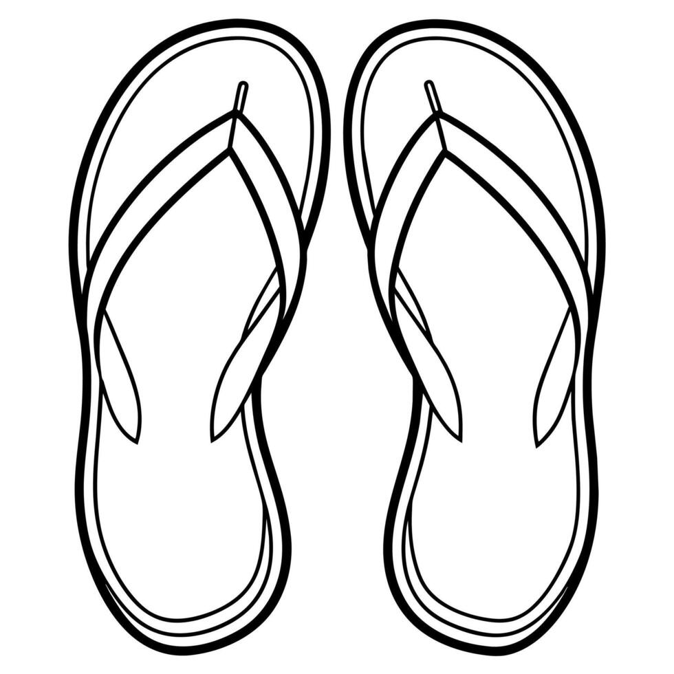 Flip flops outline coloring book page line art illustration digital drawing vector