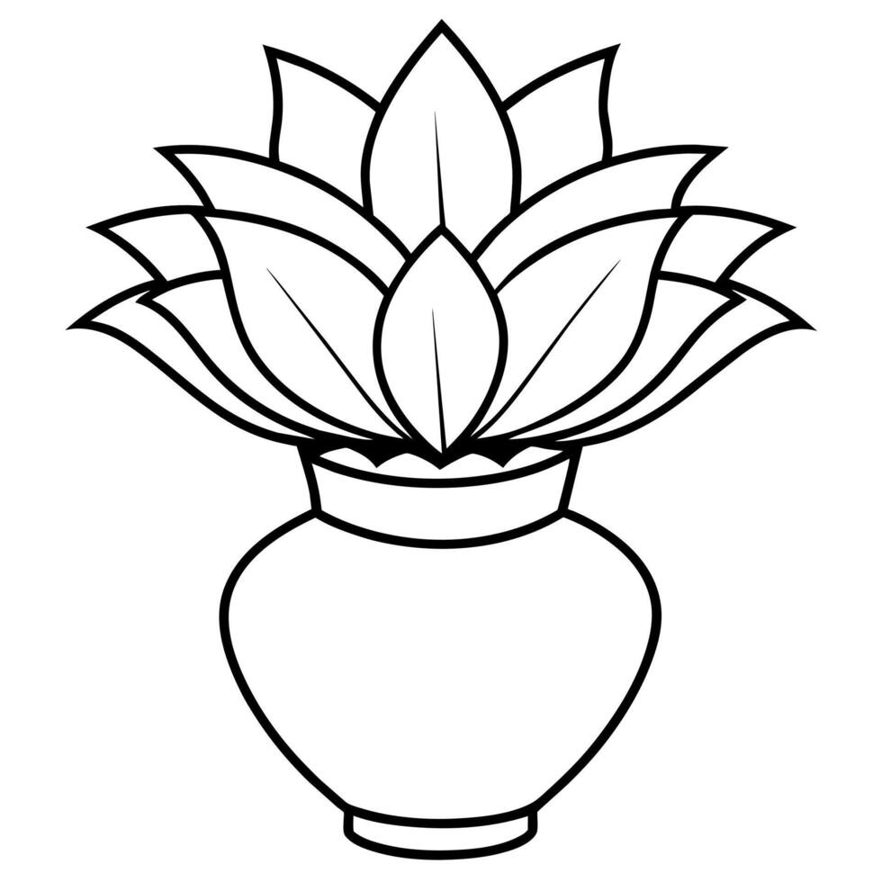 Lotus Flower outline illustration coloring book page design, Lotus Flower black and white line art drawing coloring book pages for children and adults vector