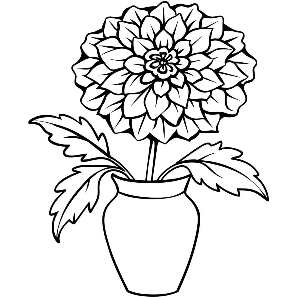 Marigold Flower Bouquet outline illustration coloring book page design, Marigold Flower Bouquet black and white line art drawing coloring book pages for children and adults vector