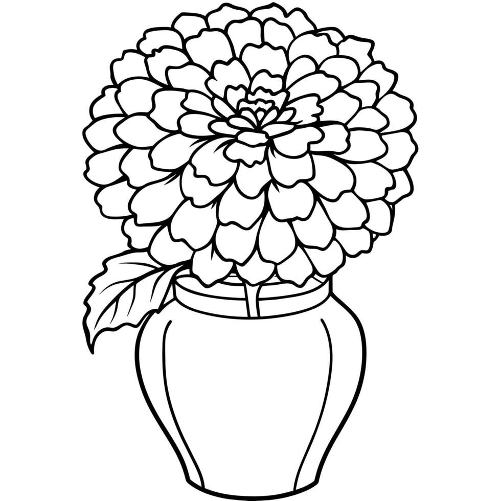 Marigold Flower Bouquet outline illustration coloring book page design, Marigold Flower Bouquet black and white line art drawing coloring book pages for children and adults vector