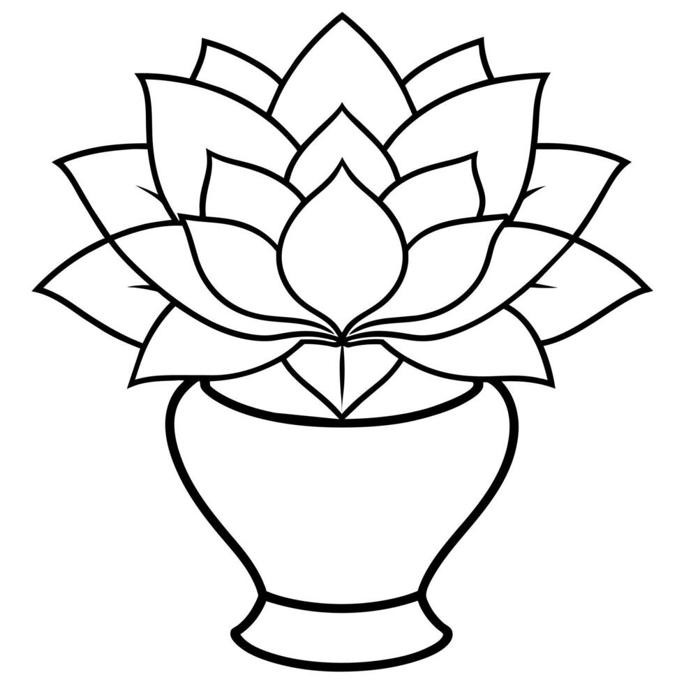 Lotus Flower outline illustration coloring book page design, Lotus Flower black and white line art drawing coloring book pages for children and adults vector