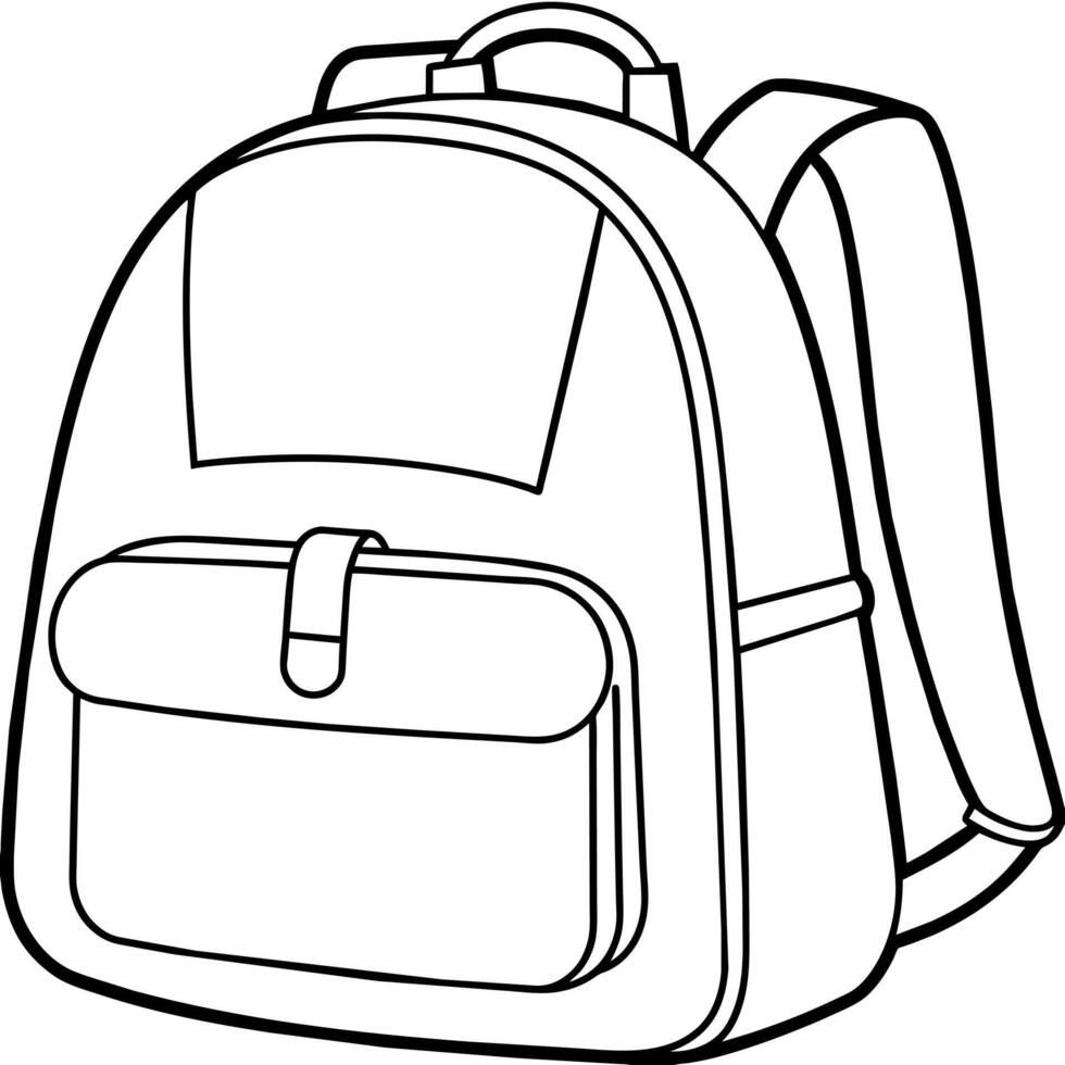 Backpack outline coloring book page line art illustration digital drawing vector