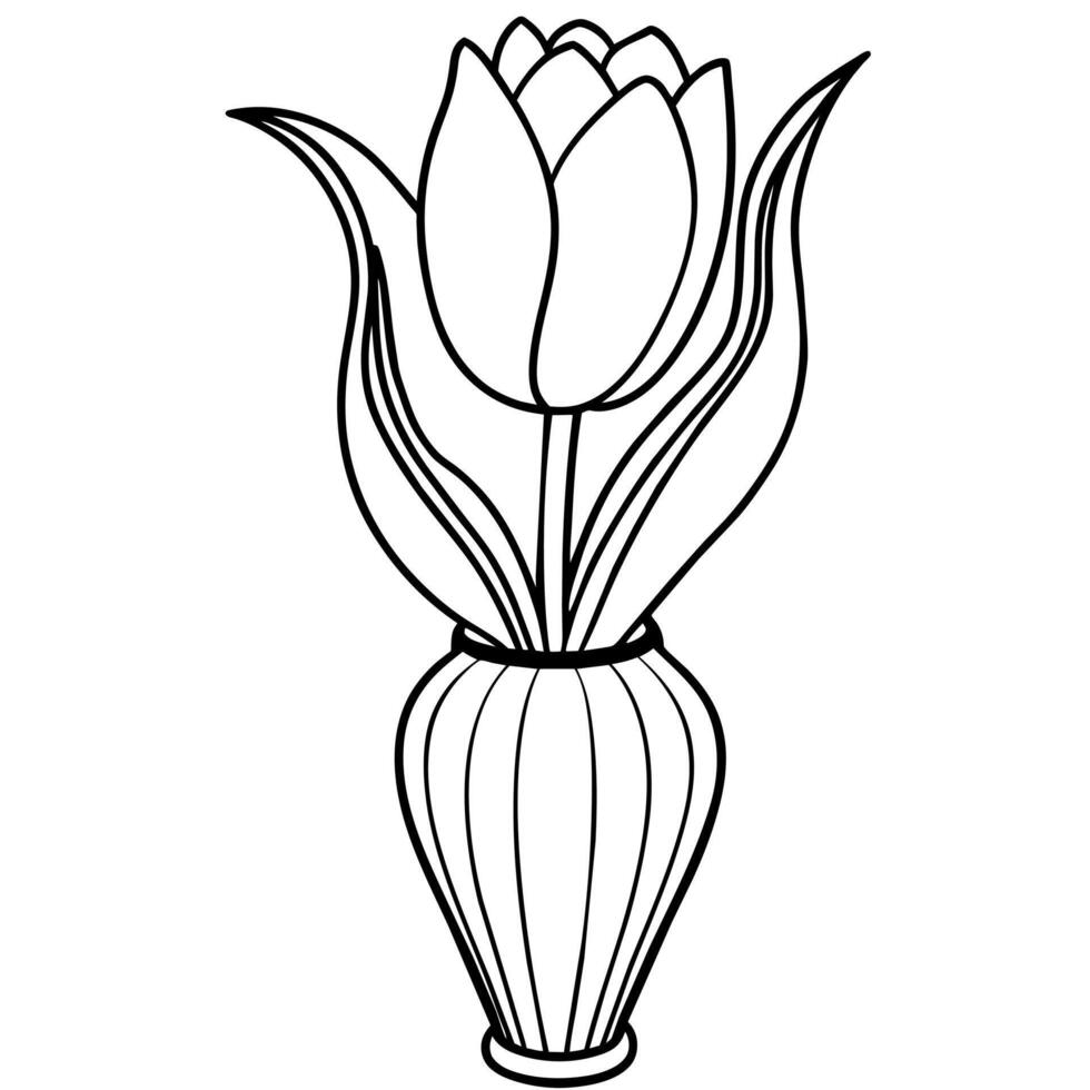 Tulip Flower outline illustration coloring book page design, Tulip Flower black and white line art drawing coloring book pages for children and adults vector