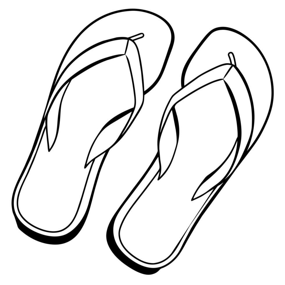 Flip flops outline coloring book page line art illustration digital drawing vector