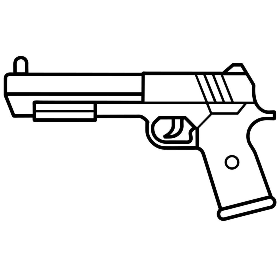 Gun outline coloring book page line art illustration digital drawing vector