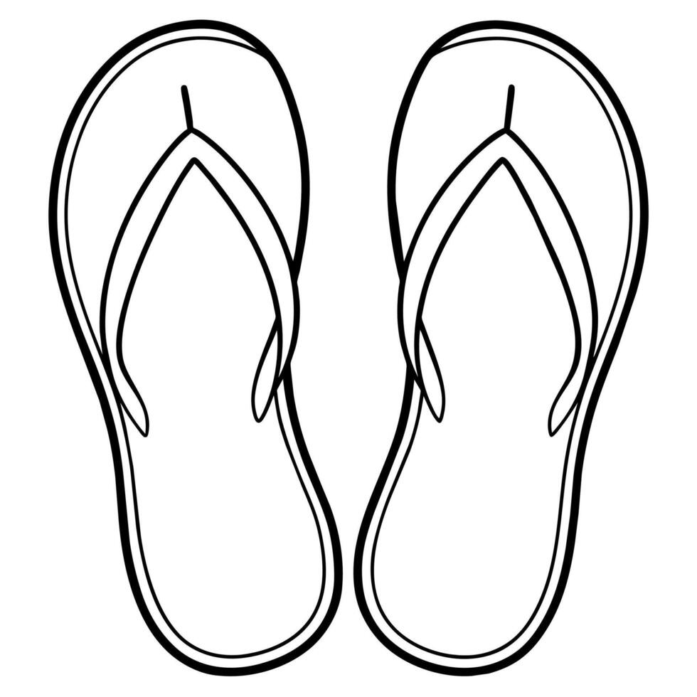 Flip flops outline coloring book page line art illustration digital drawing vector
