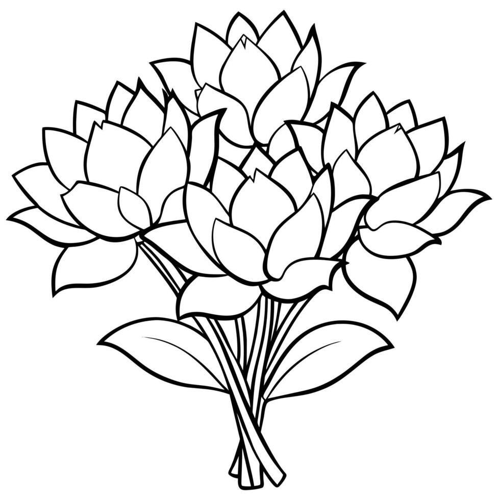 Lotus Flower outline illustration coloring book page design, Lotus Flower black and white line art drawing coloring book pages for children and adults vector