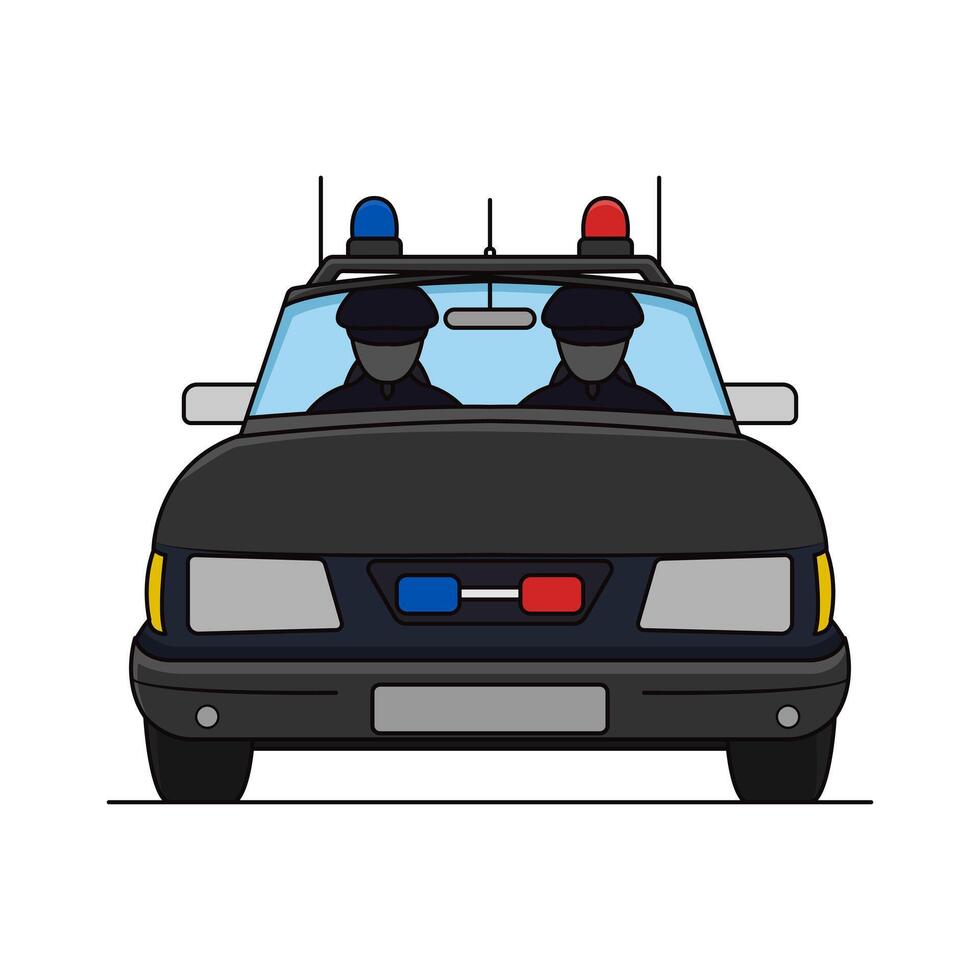 ilustración diseño de dos policía oficiales en patrulla utilizando un coche vector