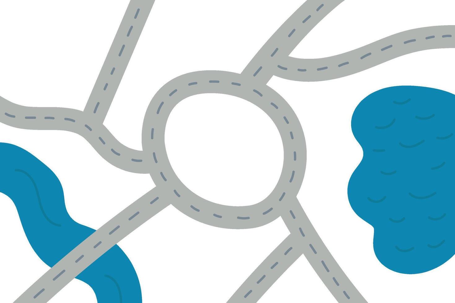 Empty map with roads and rivers on white background. scheme road map vector