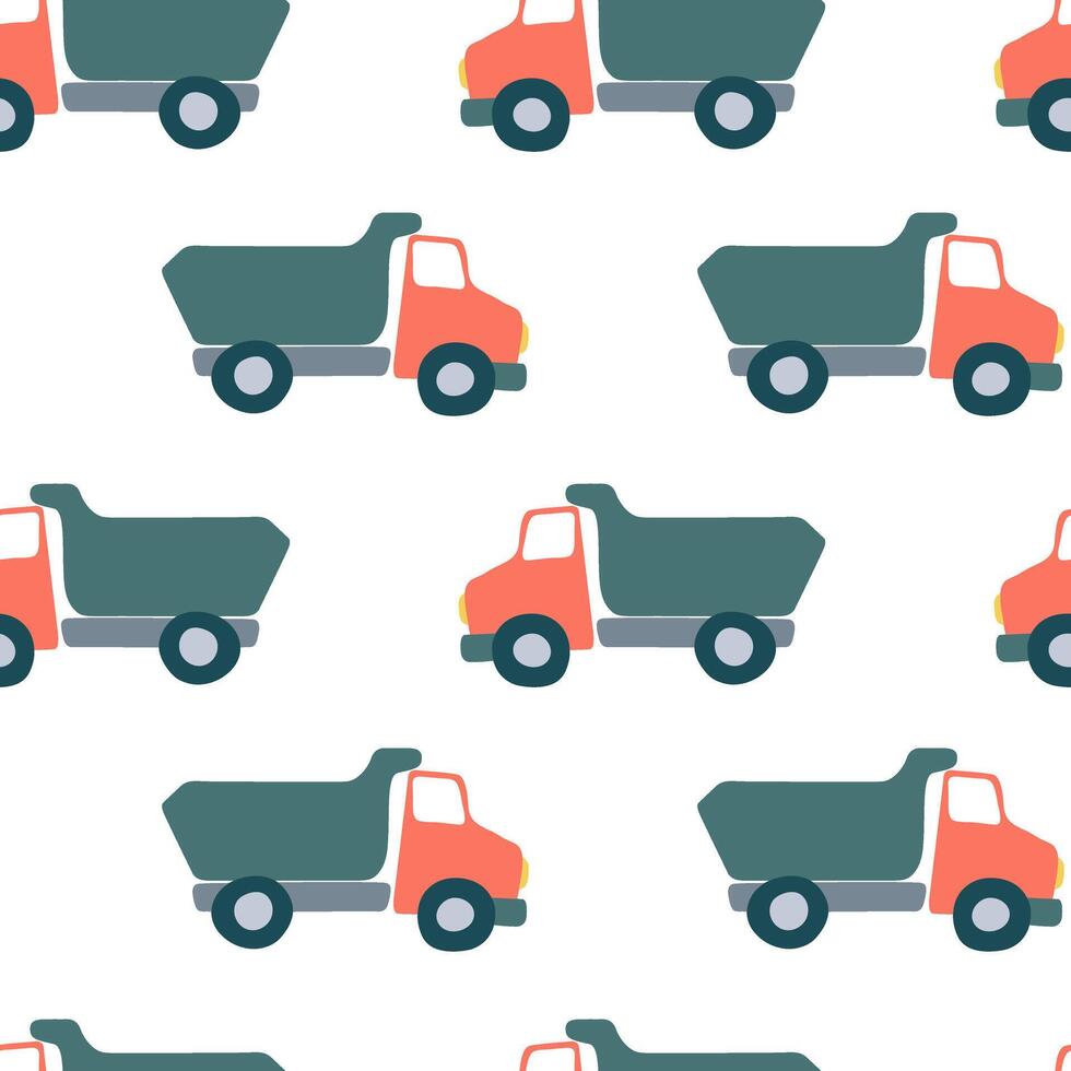 flat truck seamless pattern on white background vector