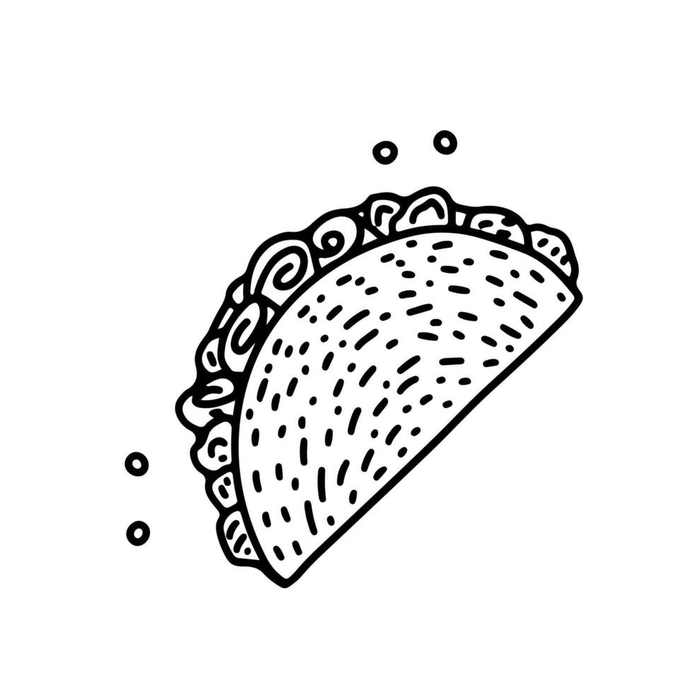 hand drawn taco doodle illustration vector