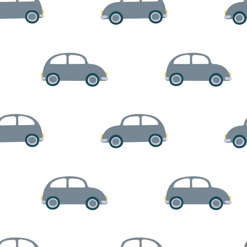Grey car seamless pattern on white background vector