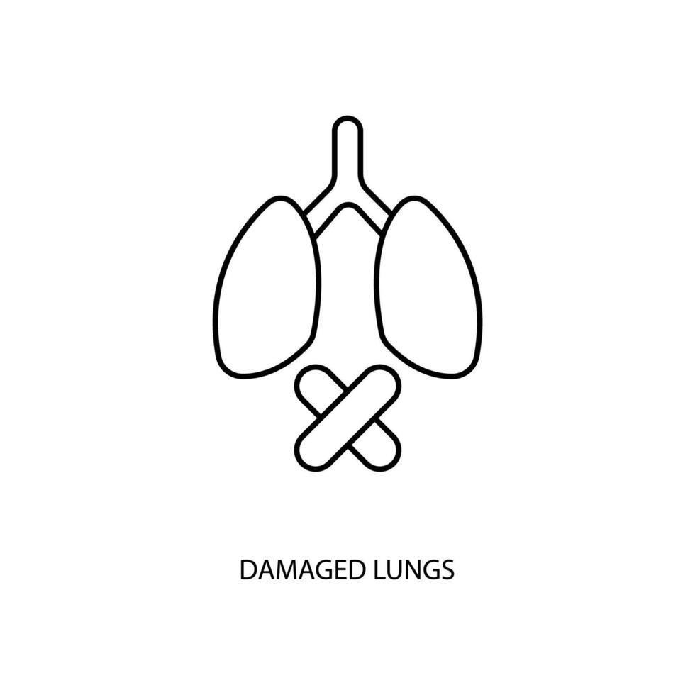 damaged lungs concept line icon. Simple element illustration. damaged lungs concept outline symbol design. vector