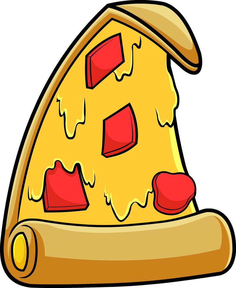 dibujos animados Pizza rebanada con salami vector
