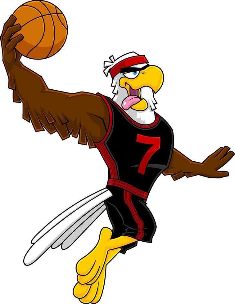 Eagle Basketball Player Cartoon Character Moving Dribble vector