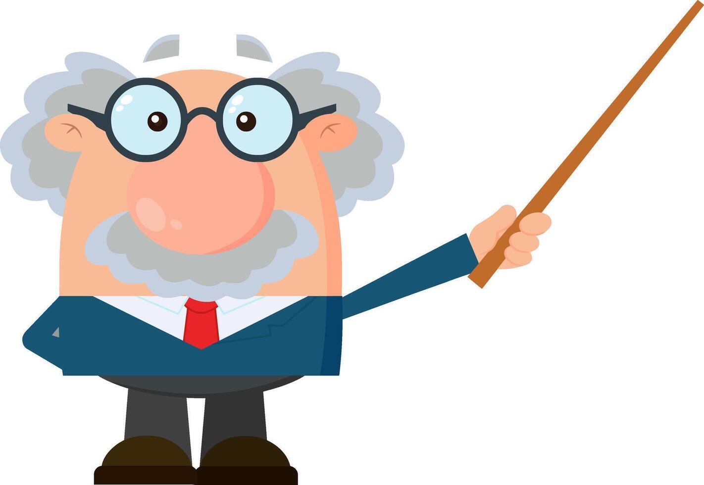 Professor Or Scientist Cartoon Character With Pointer Presenting vector