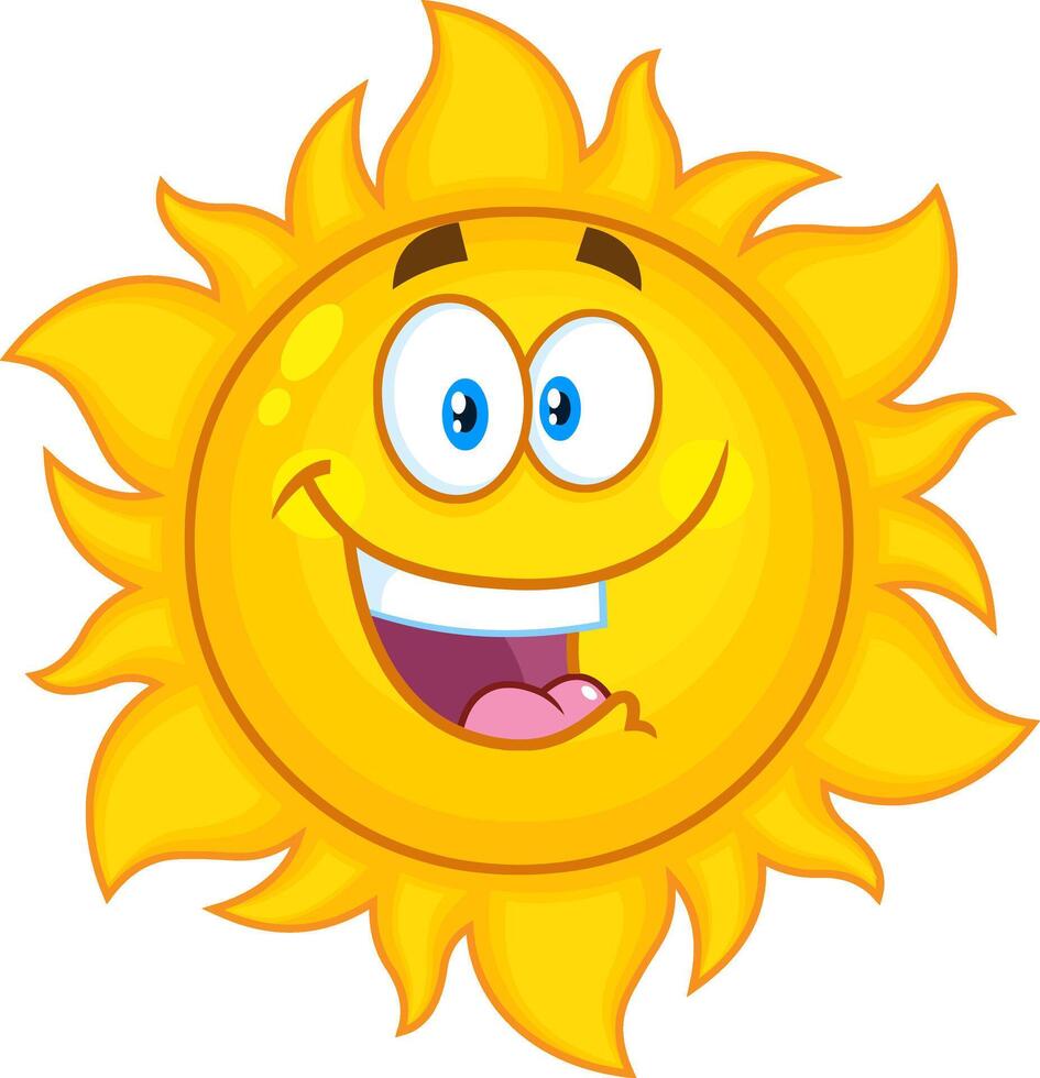 Happy Sun Cartoon Character vector