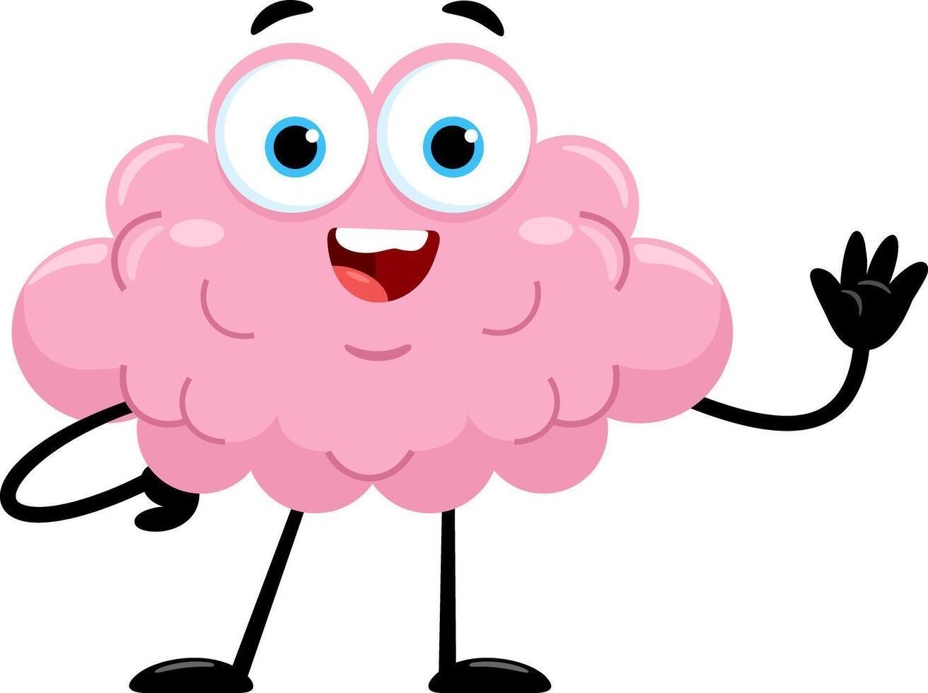 Funny Brain Cartoon Character Waving For Greeting vector