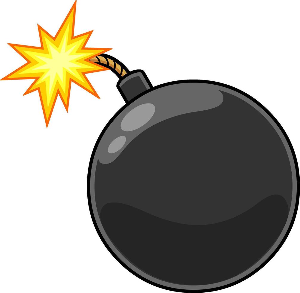 Cartoon Bomb With Lit Fuse vector