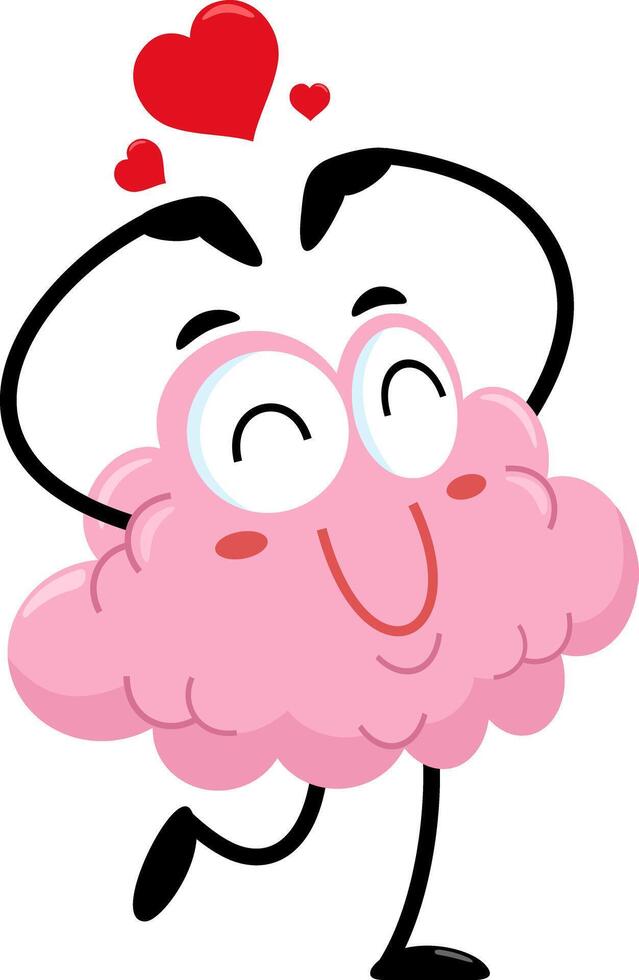 Smiling Brain Cartoon Character Dances vector