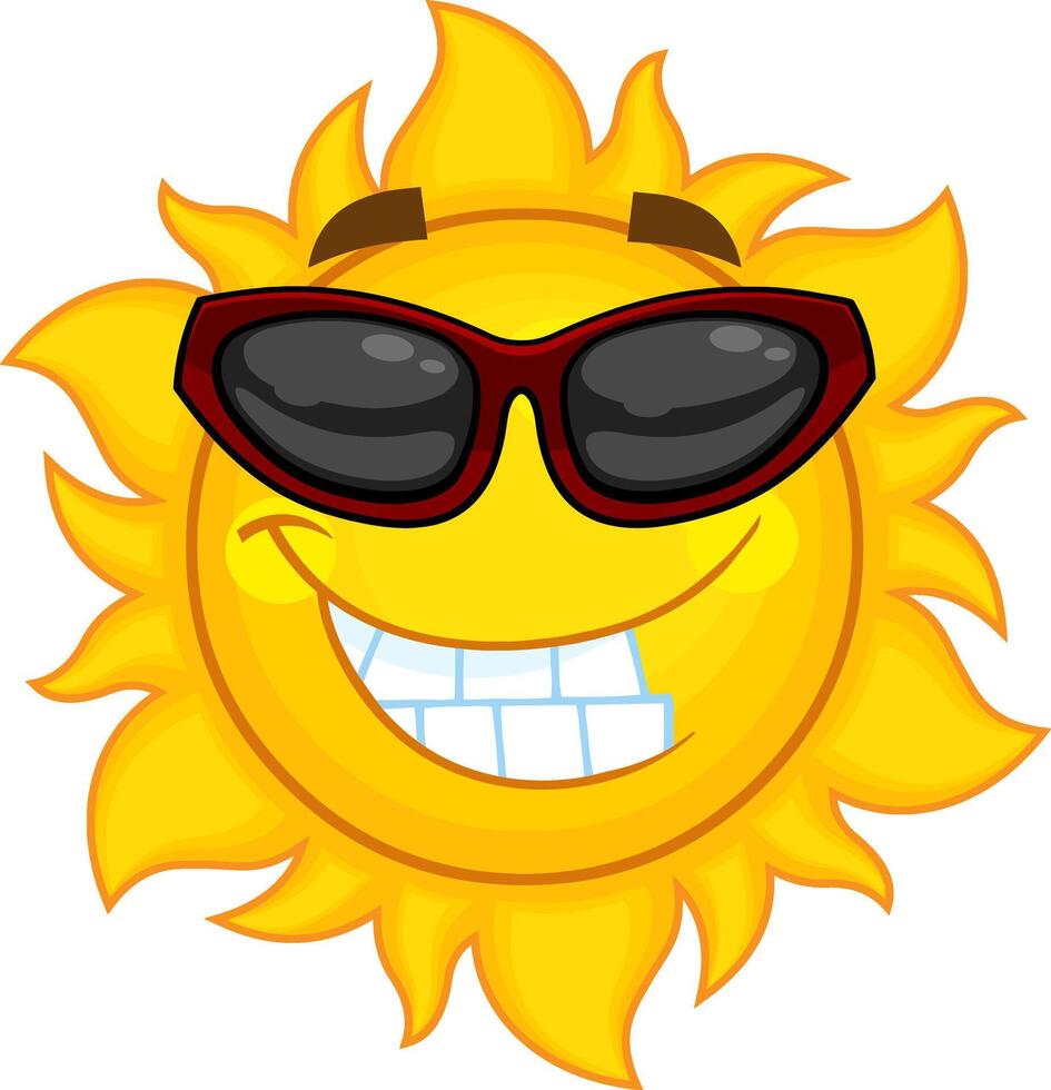 Smiling Sun Cartoon Character With Sunglasses vector