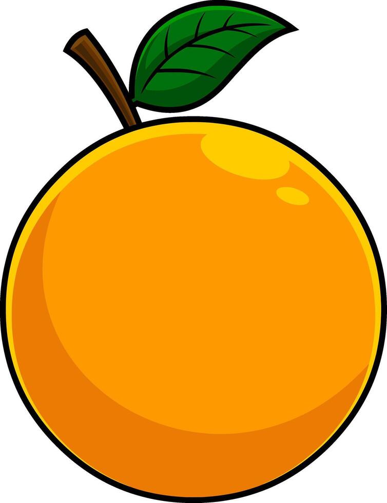 dibujos animados naranja Fruta con verde hoja vector