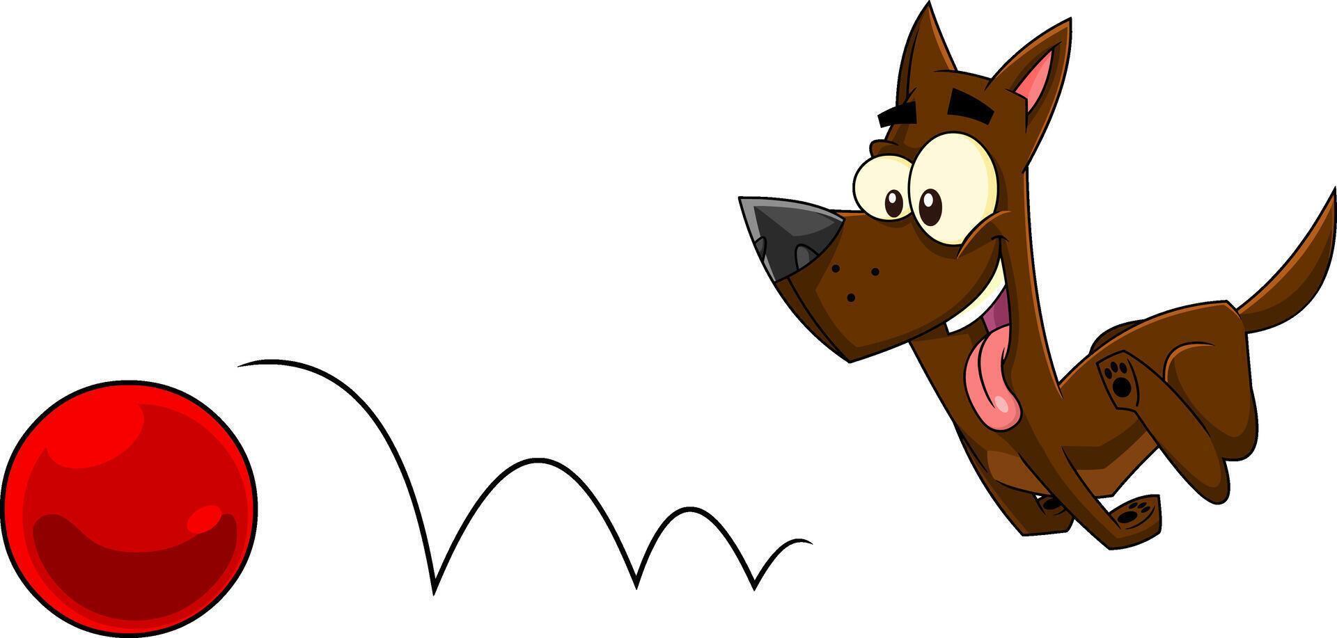 Outlined Dog Cartoon Character Chasing A Ball vector