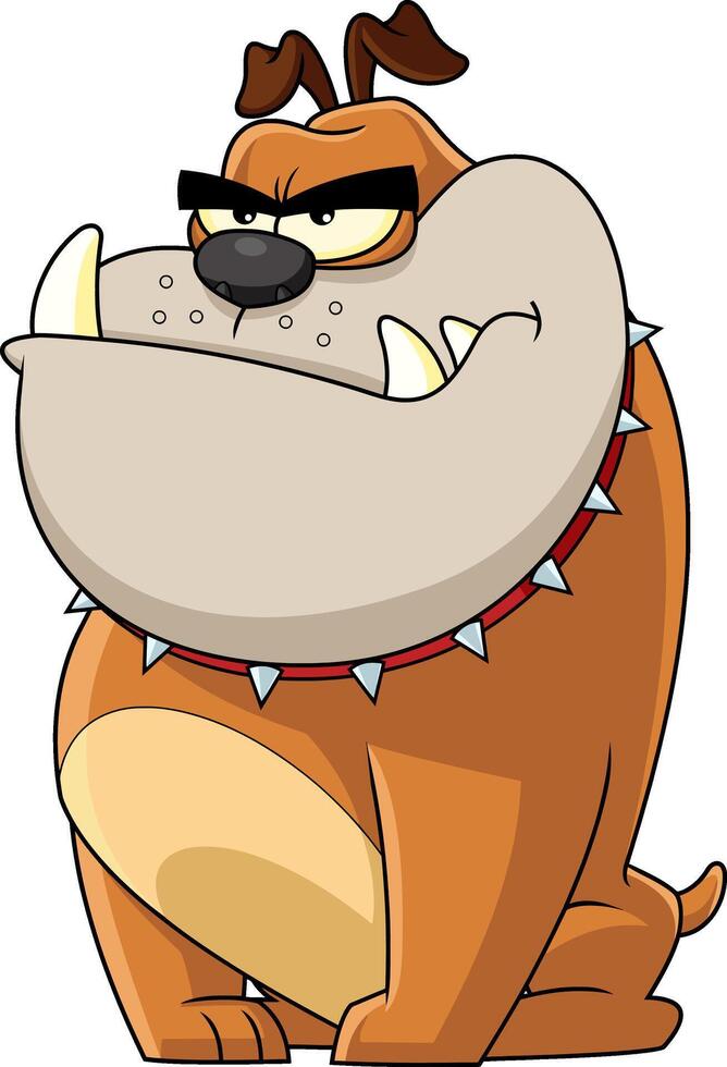 Angry Bulldog Cartoon Mascot Character With Spiked Collar vector