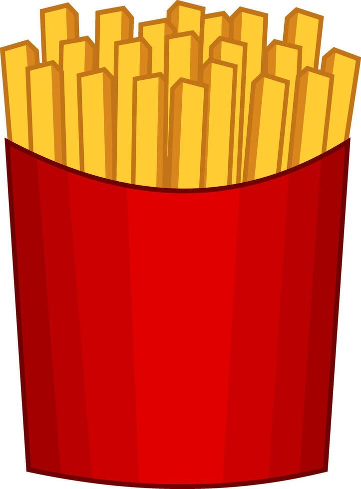 Cartoon Potatoes French Fries In Red Carton Package Box vector