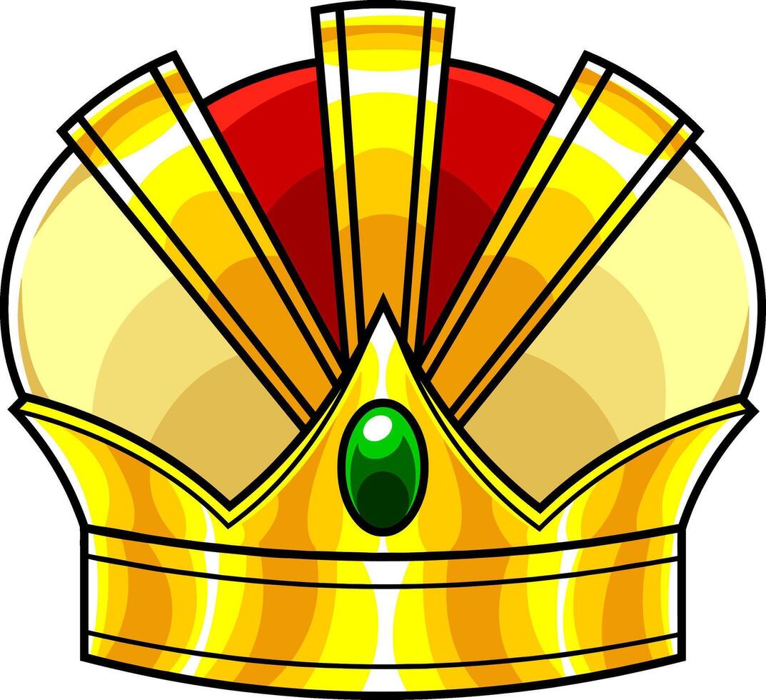 Cartoon Golden Crown With Diamond vector