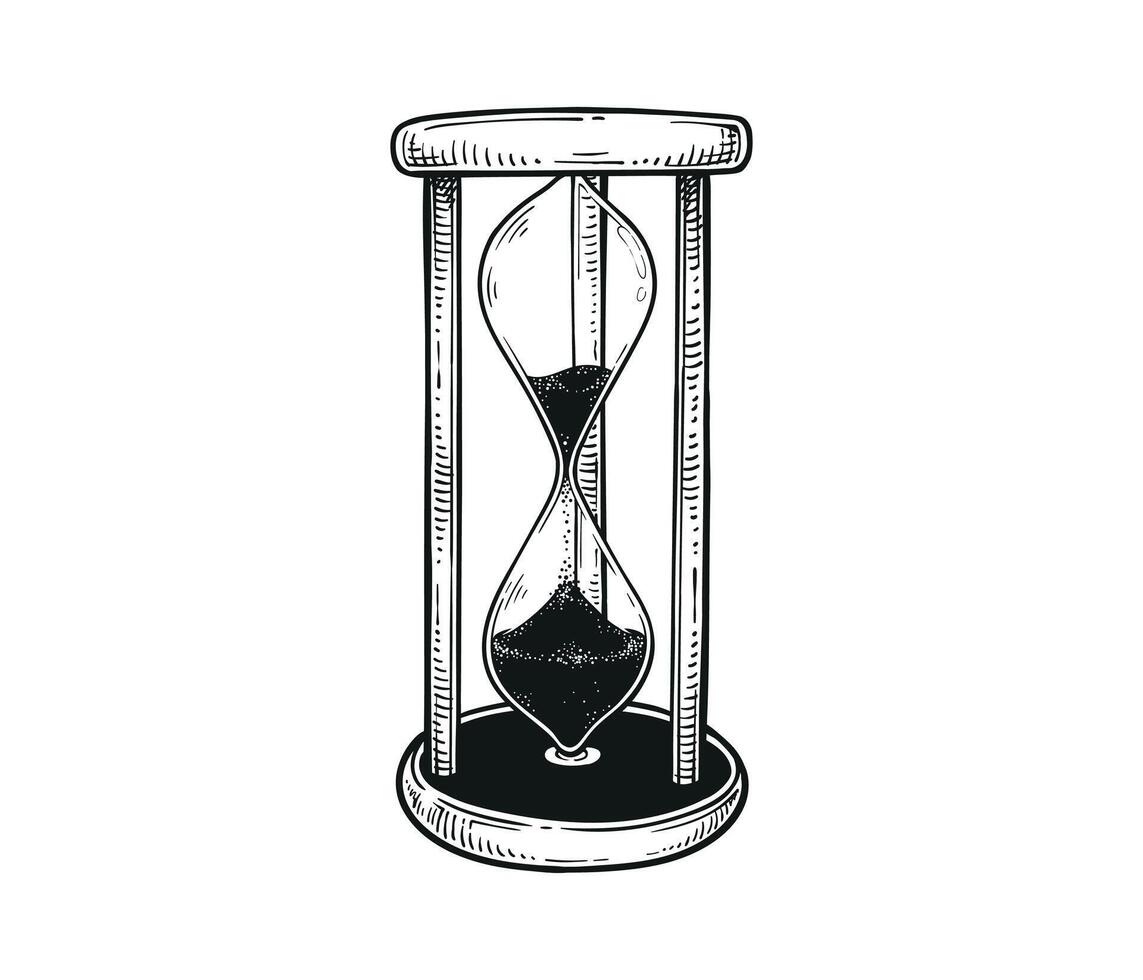 Countdown timer using hourglass hand drawn illustration sand glass drawing vector