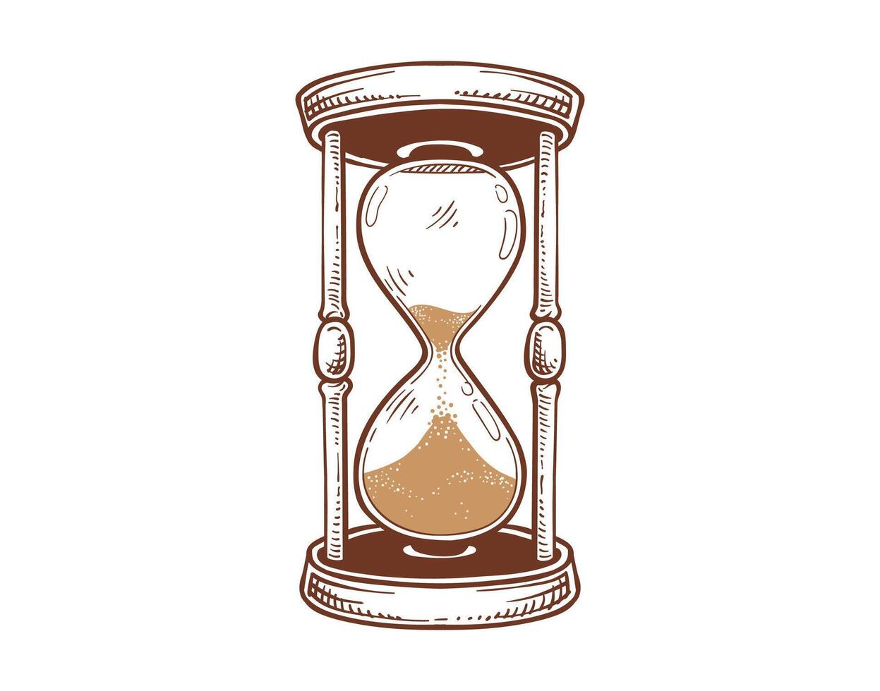 reloj de arena mano dibujado de Clásico arena vaso ilustración dibujo aislado en blanco diseño vector