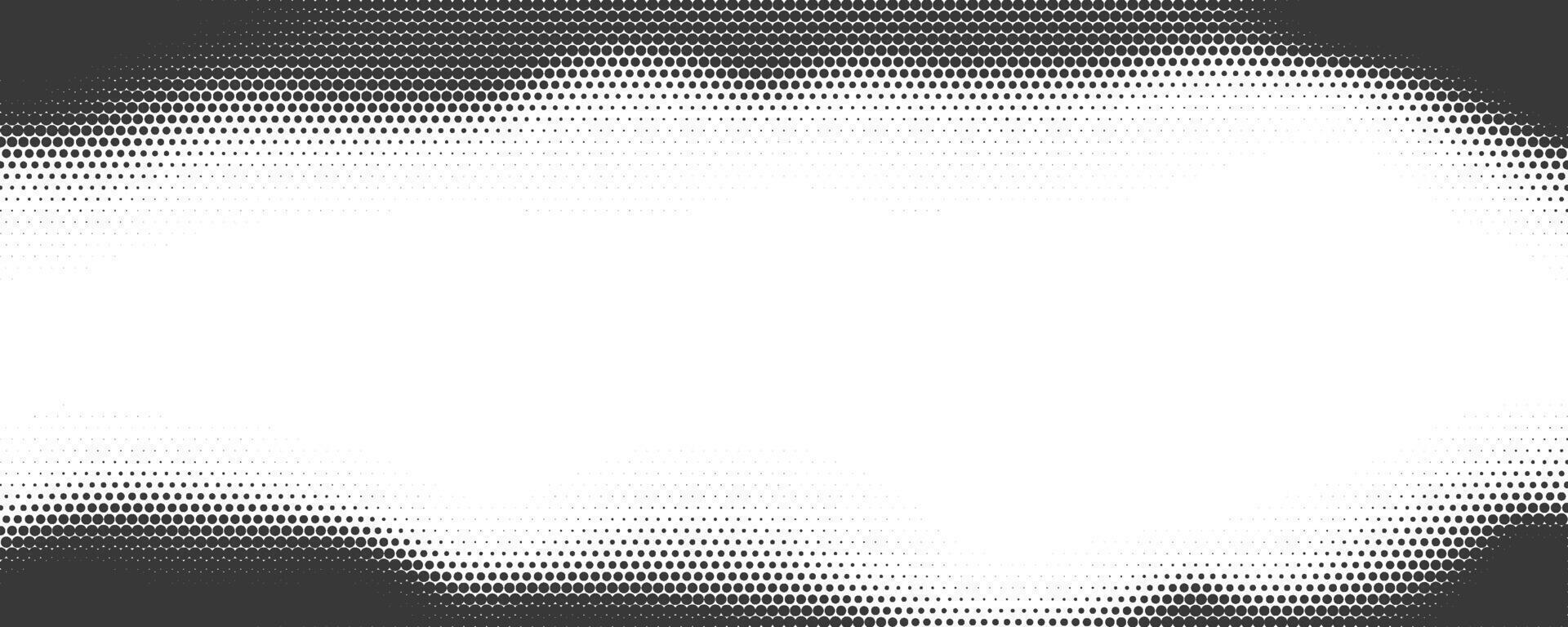 Dotted background with halftone effect. Comic wavy gradient border on white backdrop. Old grainy abstract frame. Retro graphic texture. vector