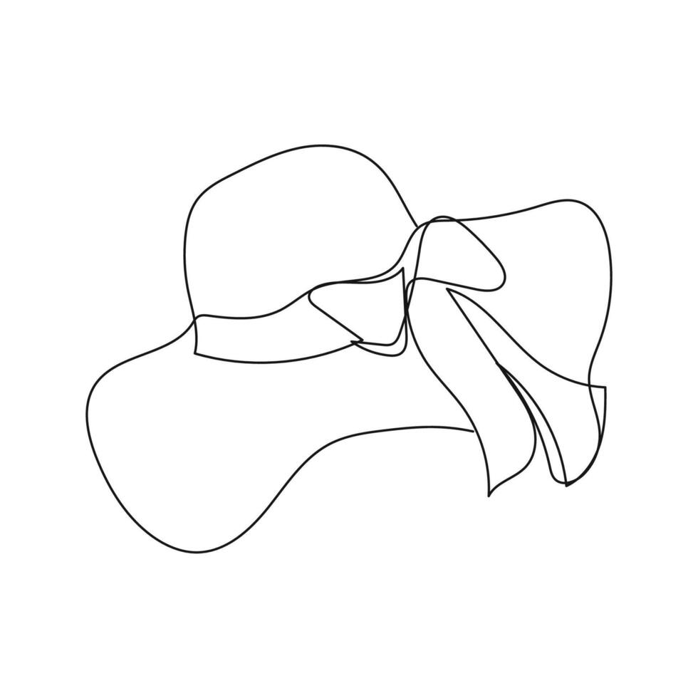 un continuo una línea dibujo de un elegante De las mujeres Dom sombrero. un sencillo ilustración de el línea de un De las mujeres verano sombrero. vector