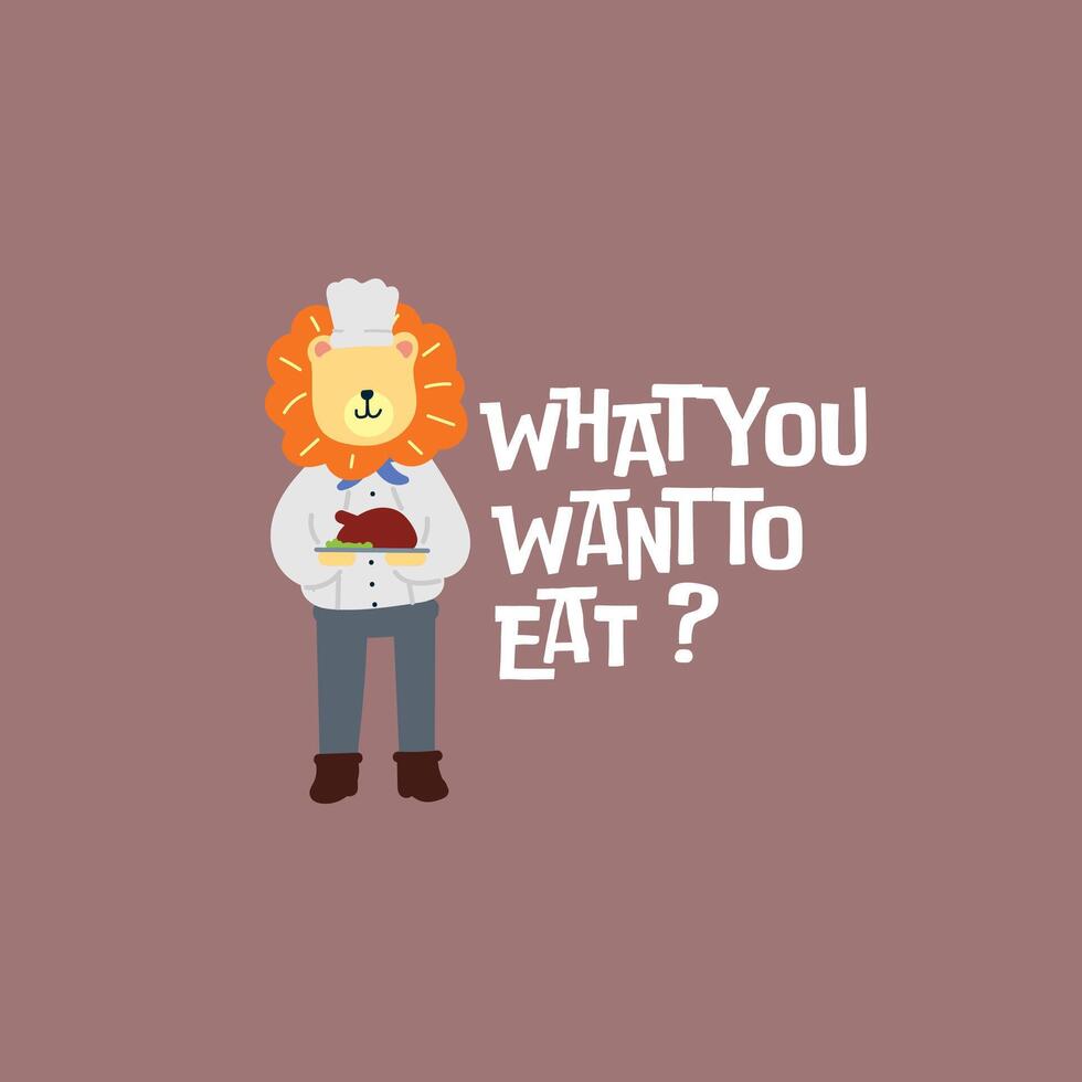 Cute lion chef illustration for fabric, textile and print vector