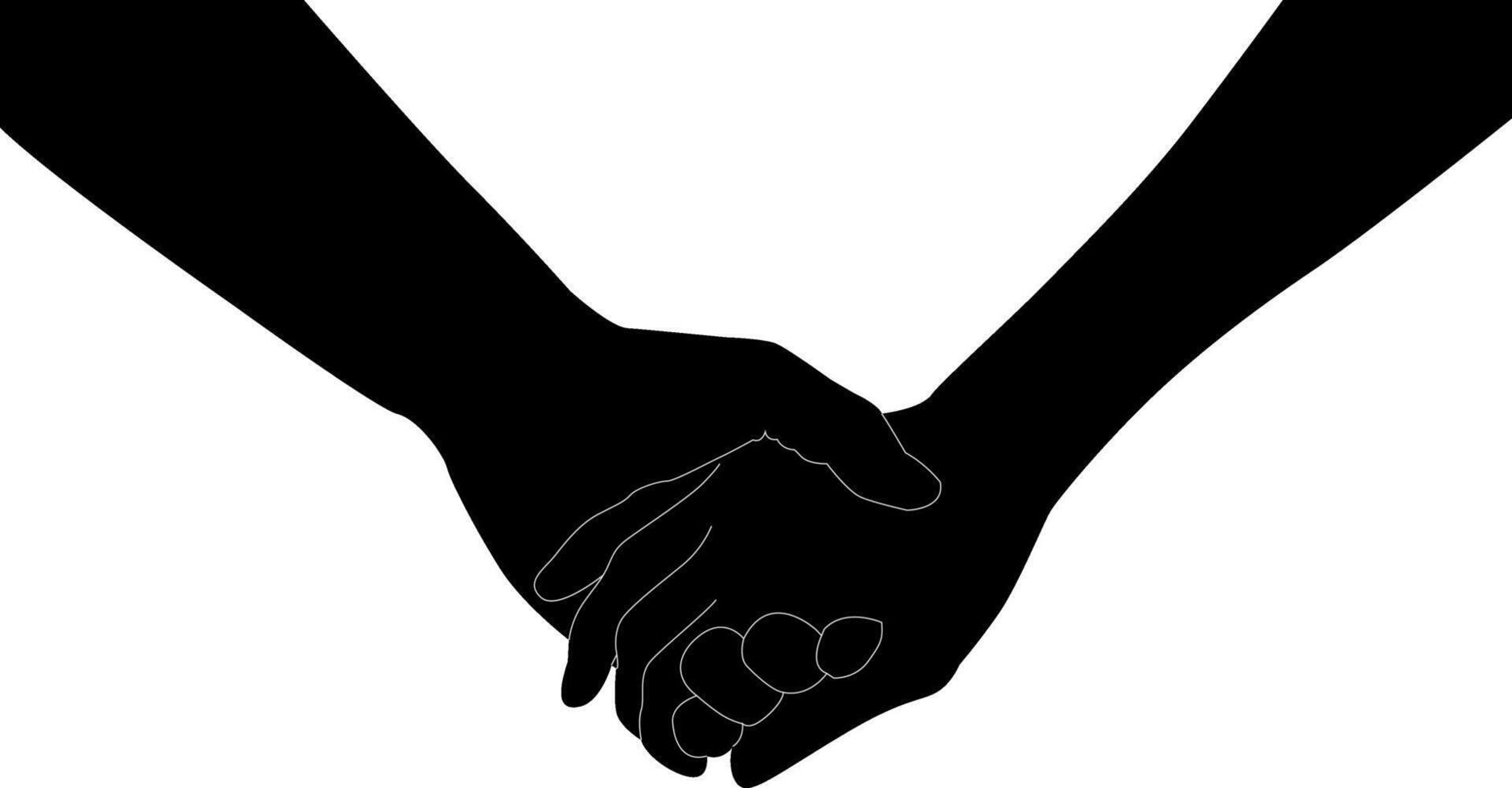 Silhouette couple hand holding vector