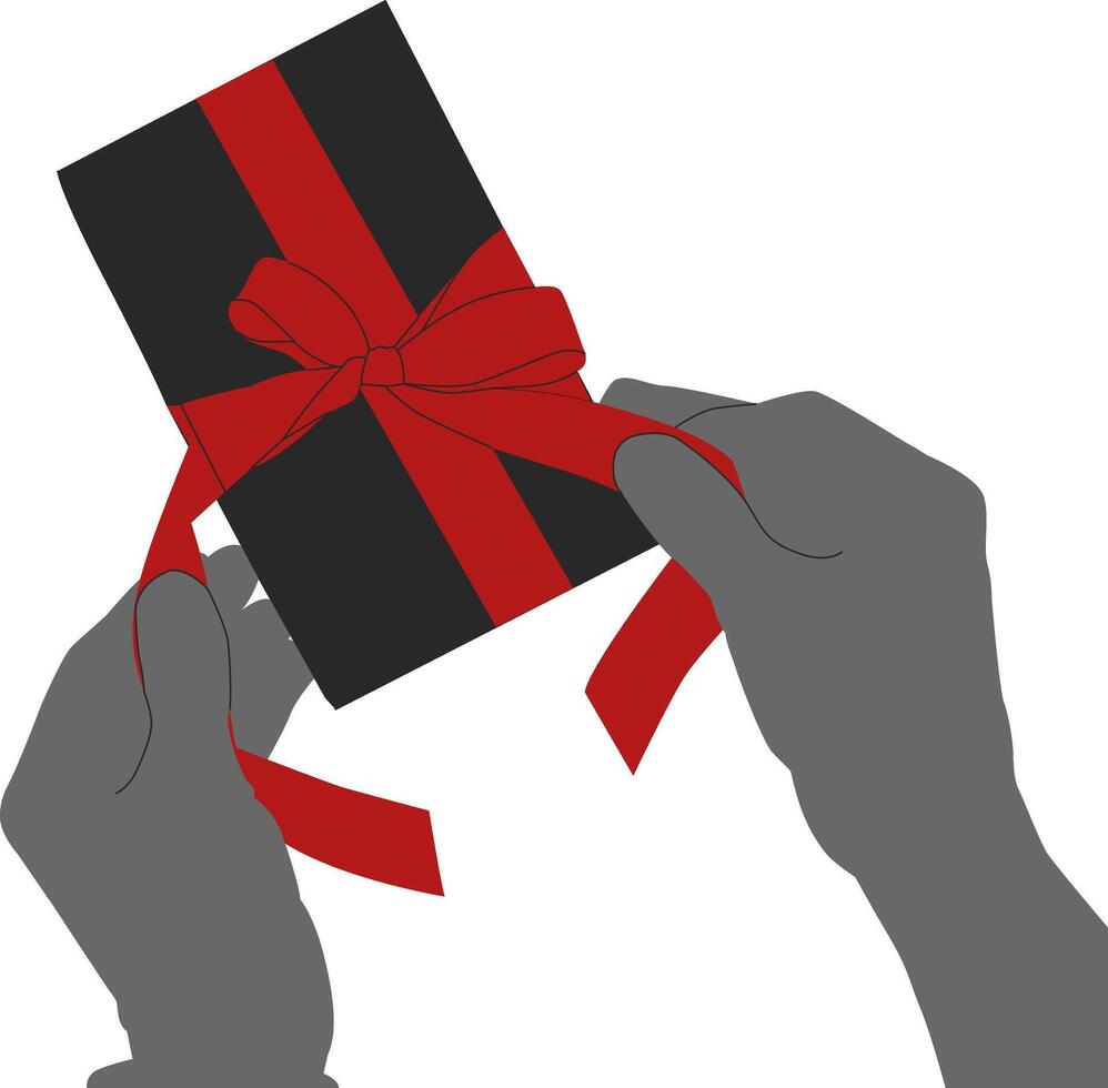 Silhouette hand holding gift box vector