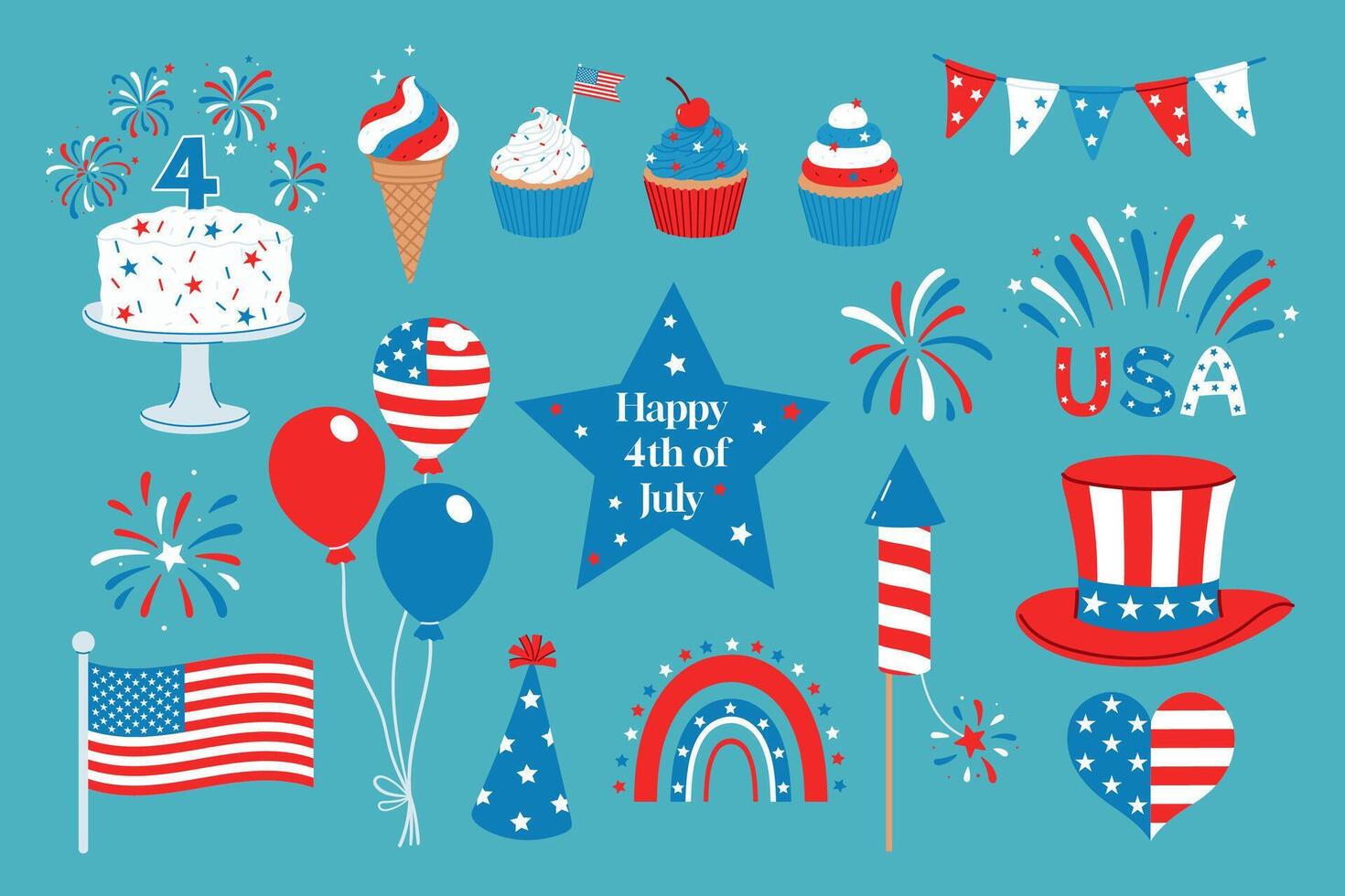 Set of graphics for the 4th of July celebration. graphics. vector