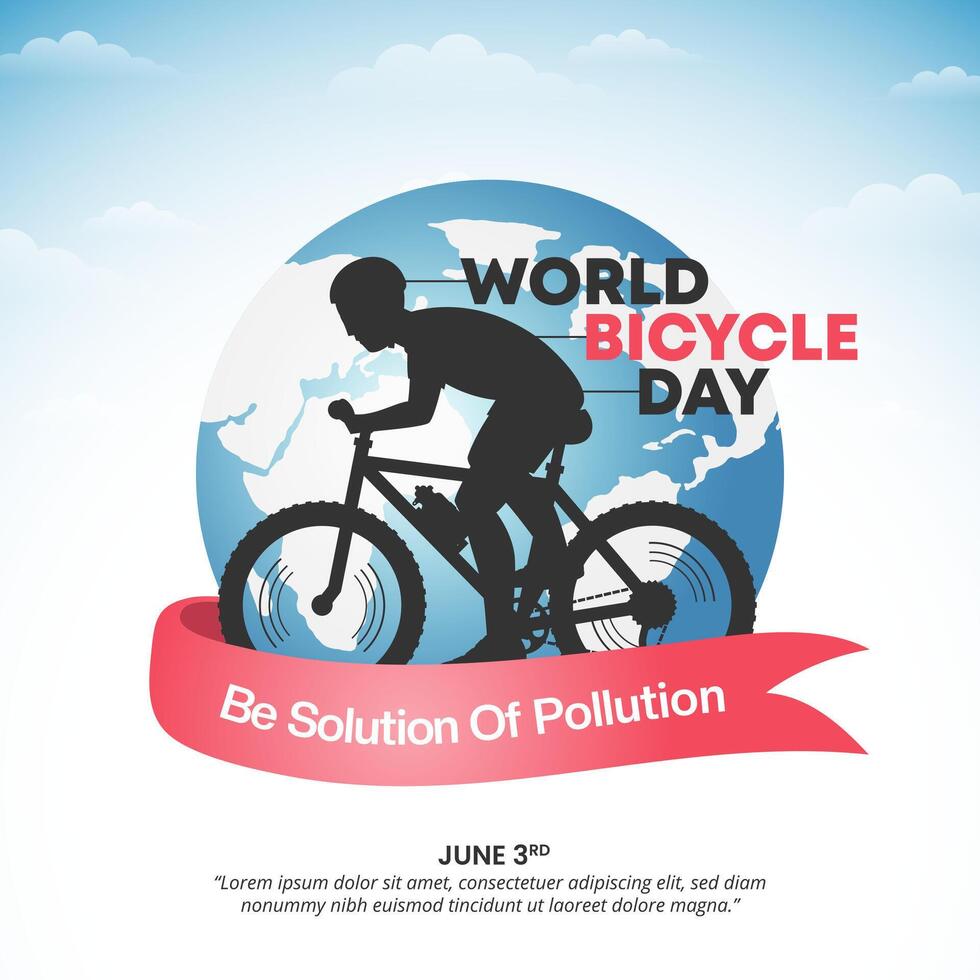 World Bicycle Day background with a bicycle silhouette vector