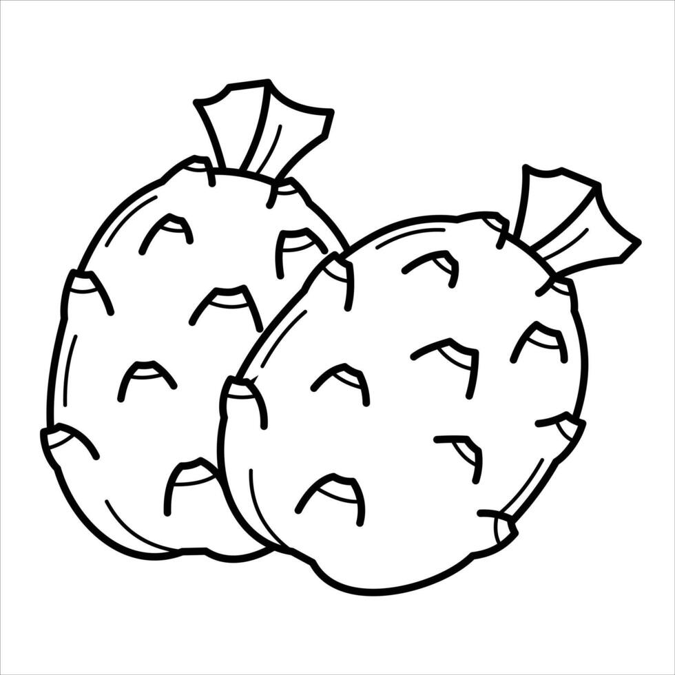 Cartoon Exotic Tropical Fruit Line Art vector