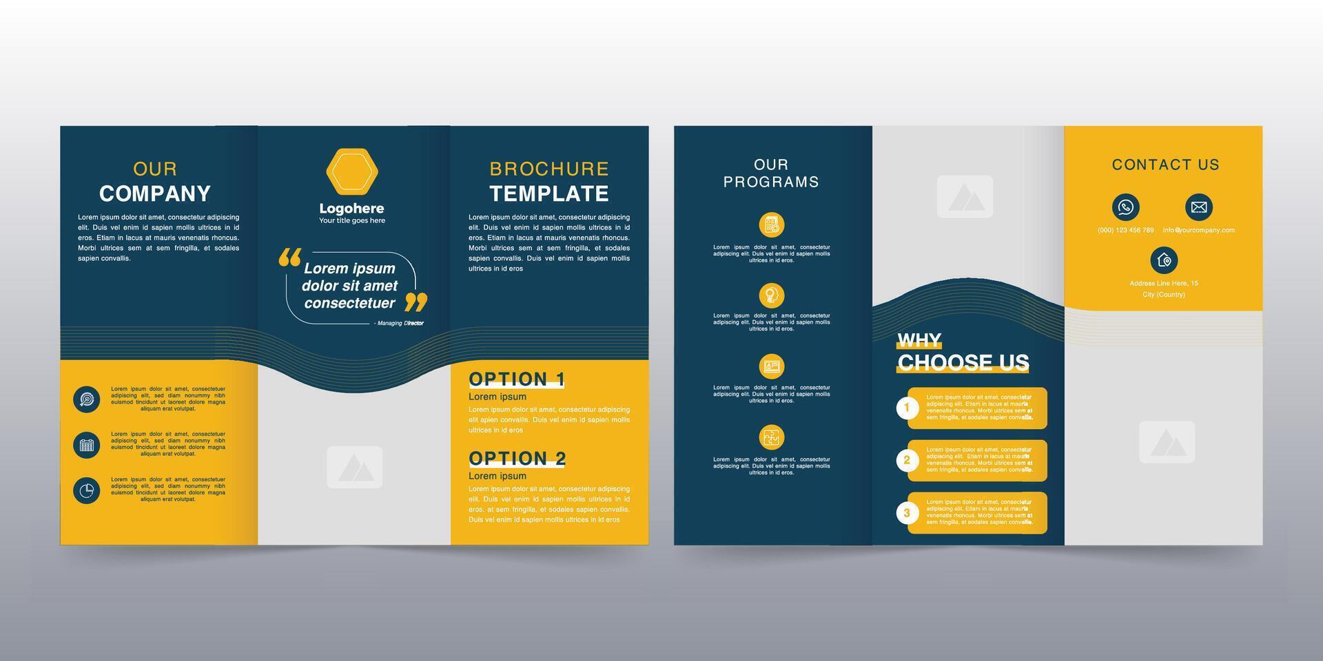 Tri-fold brochure design template,modern trifold business brochure design template vector