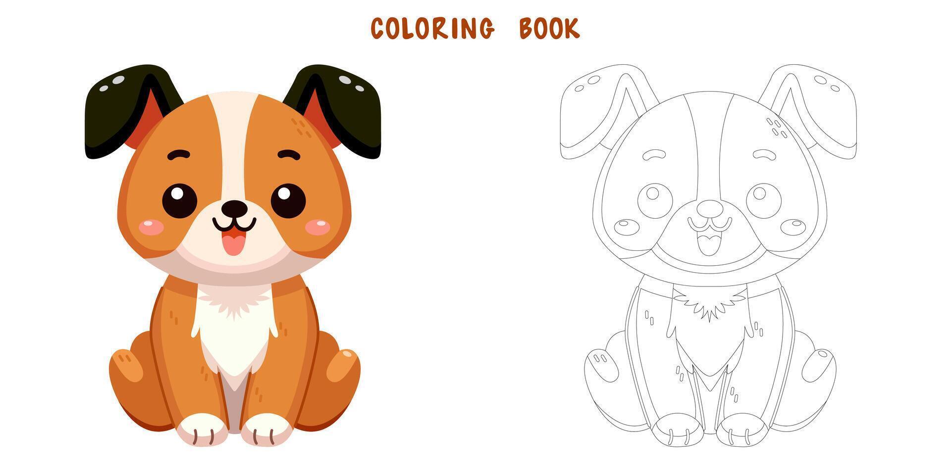 Coloring book of orange dog vector