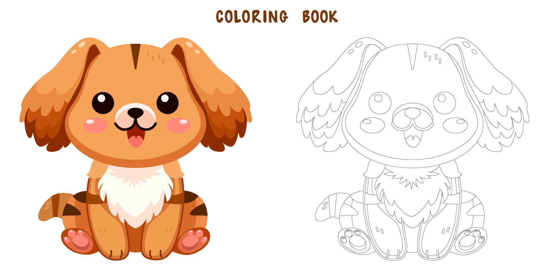 Coloring book of red dog vector